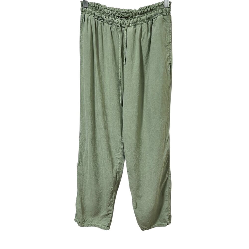 Bella Dahl Smocked Wide Leg Tencel Pants M Sage Green